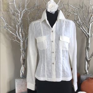 Unique style linen crystal botton blouse